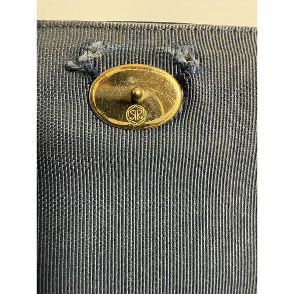 Vintage Bienen Davis Navy Accordian Style Handbag - Picture 9 of 16